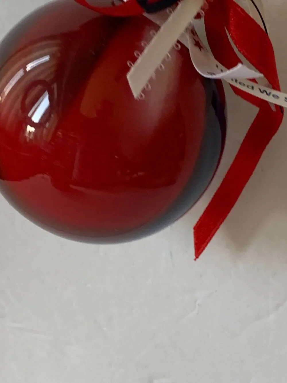UNITED WE STAND GLASS RED BLUE BALL PATRIOTIC CHRISTMAS ORNAMENT